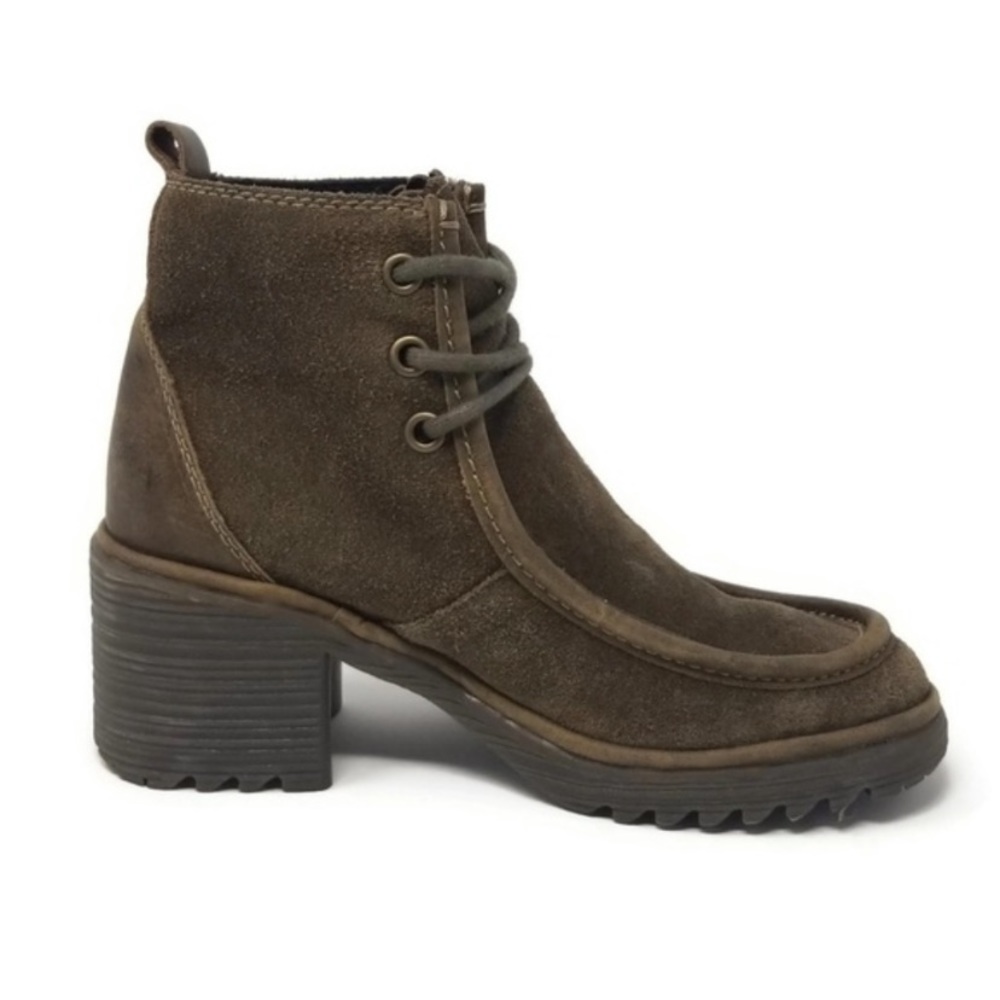Fly London Wins Olive Green Suede Bootie Size 7
